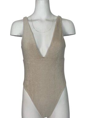 Free People Stone Fox Swim Terry Elm One Piece Swimsuit M Cream